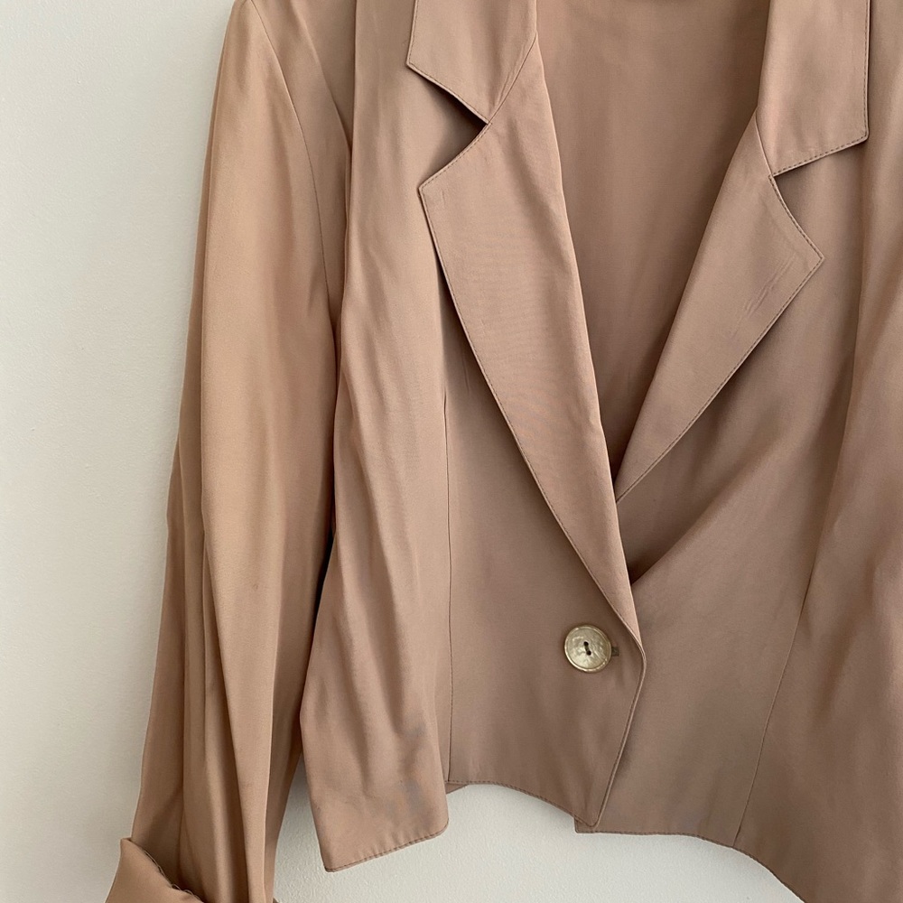 90s Vintage Dusty Rose Taupe Blouse- M - Picture 4 of 9